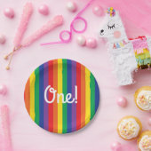 虹及び雲のかわいい第1誕生会 ペーパープレート (パーティー)