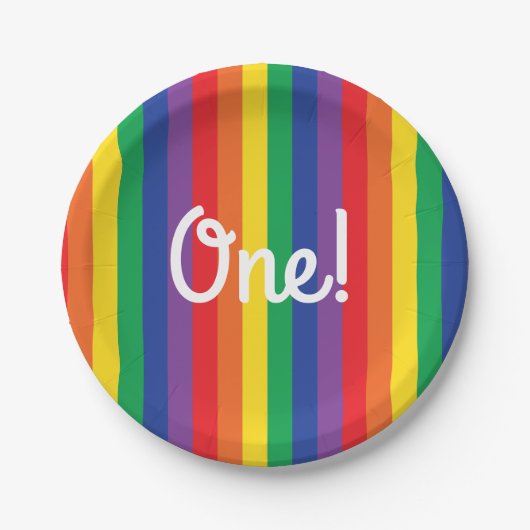 虹及び雲のかわいい第1誕生会 ペーパープレート (正面)