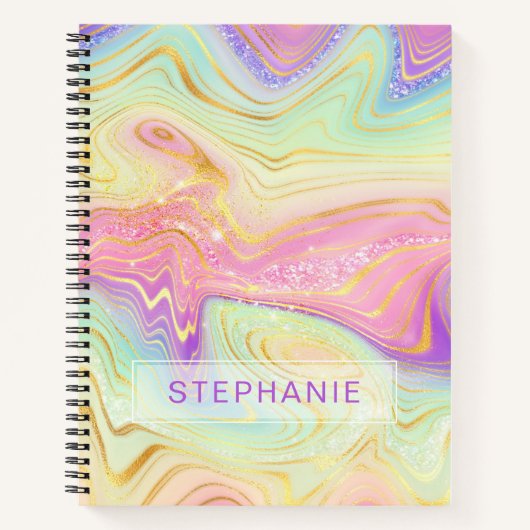 虹大理パーソナライズされた石層 ノートブック (正面)
