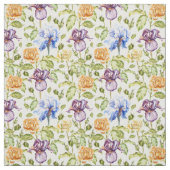 虹彩とバラの水彩花模様 ファブリック (見本)