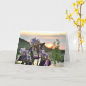 虹彩と日没のグリーティ空白のングカード カード (黄色い花)
