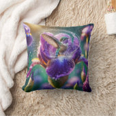 虹彩に浸かるハミングバード クッション (ブランケット)