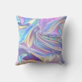 虹彩のような光沢のあるメタリックな生地、ターコイズゴールドパープル クッション (裏面)