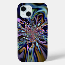 虹彩のエネルギーフロー フラクタルアート iPhone 15ケース