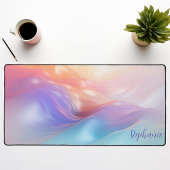 虹彩のパステルシルクの波動 デスクマット