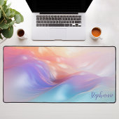 虹彩のパステルシルクの波動 デスクマット