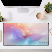 虹彩のパステルシルクの波動 デスクマット