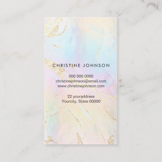 虹彩の上にパイナップルをシミュレートフェイクした箔 名刺 (裏面)