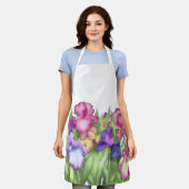 虹彩カラフル花 エプロン (着用した状態)