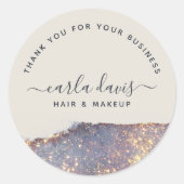 虹彩パープルゴールドグリッターサンクス ラウンドシール (正面)