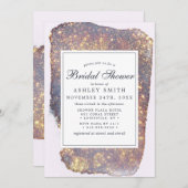 虹彩パープルゴールドグリッター ブライダルシャワー 招待状 (正面/裏面)