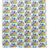 虹彩モダン花花柄の鳥 シャワーカーテン (正面)