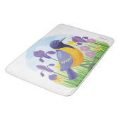 虹彩モダン花花柄の鳥 バスマット (アングル)