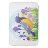 虹彩モダン花花柄の鳥 バスマット (正面縦)