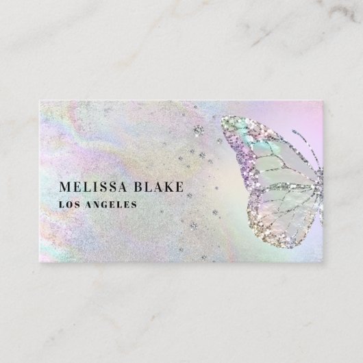虹彩模様のホイル・バタフライ・ビジネス・カード 名刺 (正面)