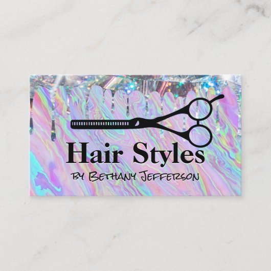 虹彩液 |きらめくドリップ |はさみ 名刺 (正面)