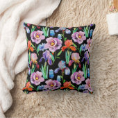 虹彩牡丹水彩花模様 クッション (ブランケット)