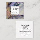 虹彩色と金ゴールドアルコールインクの液体芸術 スクエア名刺 (正面/裏面)