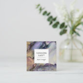 虹彩色と金ゴールドアルコールインクの液体芸術 スクエア名刺 (スタンド正面)