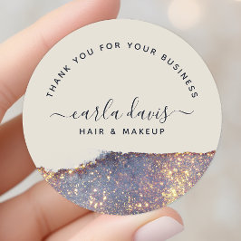 虹彩色パープル金ゴールドグラムグリッターサンキュー ラウンドシール