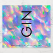 虹彩色モダン超モノグラムジン酒 リキュールボトルラベル (シングルラベル)