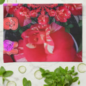 虹彩色レッドローゼハッピーバレンタインアートプリント キッチンタオル (折り畳み)