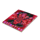 虹彩色レッドローゼハッピーバレンタインアートプリント タイル (側面)