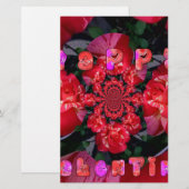 虹彩色レッドローゼハッピーバレンタインアートプリント 便箋 (正面/裏面)