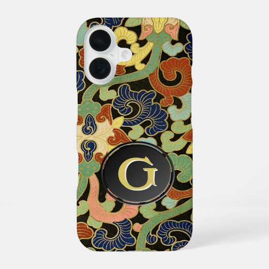 虹彩花モノグラム iPhone 16ケース (裏面)