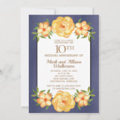 虹彩 ネイビーブルー 10周年 結婚記念日 招待状 (正面)