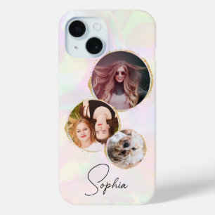 虹彩 フェイク ホログラフィック ラグジュアリー フォト iPhone 15ケース