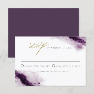 虹彩 Boho Plum Purple金ゴールドスプラッシュRSVPカード 招待状