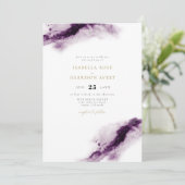 虹彩 | Boho Plum Purple金ゴールド水結婚色' 招待状 (スタンド正面)