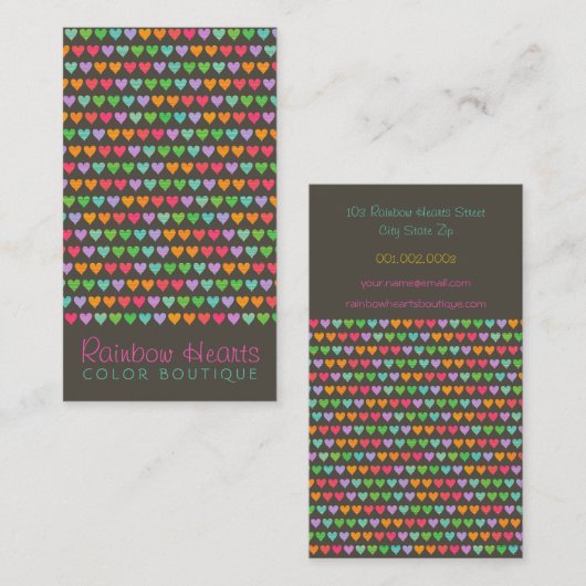 虹愛ハートのおもしろいのカラフルなプロフィールカード 名刺 (正面/裏面)