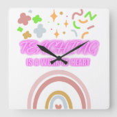 虹教えはハート スクエア壁時計 (正面)