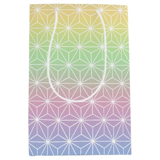 虹朝きらめくの羽幾何学模様 ミディアムペーパーバッグ (正面)