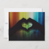 虹木が付いている手のハートありがとう サンキューカード (正面)