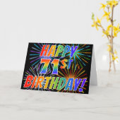虹柄 "HAPPY 71ST BIRTHDAY!" + 花火 カード (黄色い花)