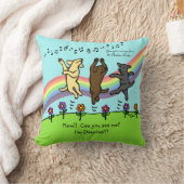 虹橋の幸せな踊りのラブラドールのトリオ クッション (ブランケット)