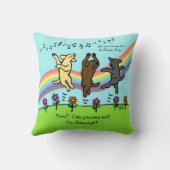 虹橋の幸せな踊りのラブラドールのトリオ クッション (裏面)