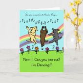 虹橋の踊りのラブラドール カード (黄色い花)