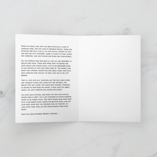 虹橋詩が付いている犬の記念物 カード (内部)