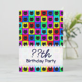 虹正方形猫パターン 招待状 (スタンド正面)