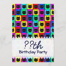 虹正方形猫パターン 招待状