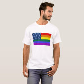 虹米国の旗の人のワイシャツ Tシャツ (正面フル)