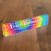 虹絞り染料渦巻きアルコールインキ机用ネームプレート デスクネームプレート (側面)