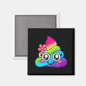 虹絵文字 かわいい ユニコーン 虹色 花 ユーモア マグネット (正面/裏面)