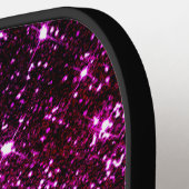 虹色お洒落ピンクグリッターモノグラム ピックルボールラケット (左詳細)