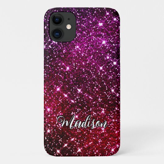 虹色お洒落ピンクグリッターモノグラム Case-Mate iPhoneケース (裏面)