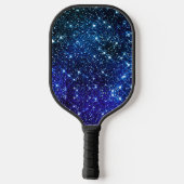 虹色お洒落青色グリッターモノグラム ピックルボールラケット (裏面)